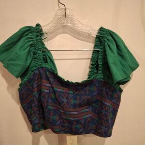 Rachel Zoe Puff Sleeve Sleeveless Crop Top